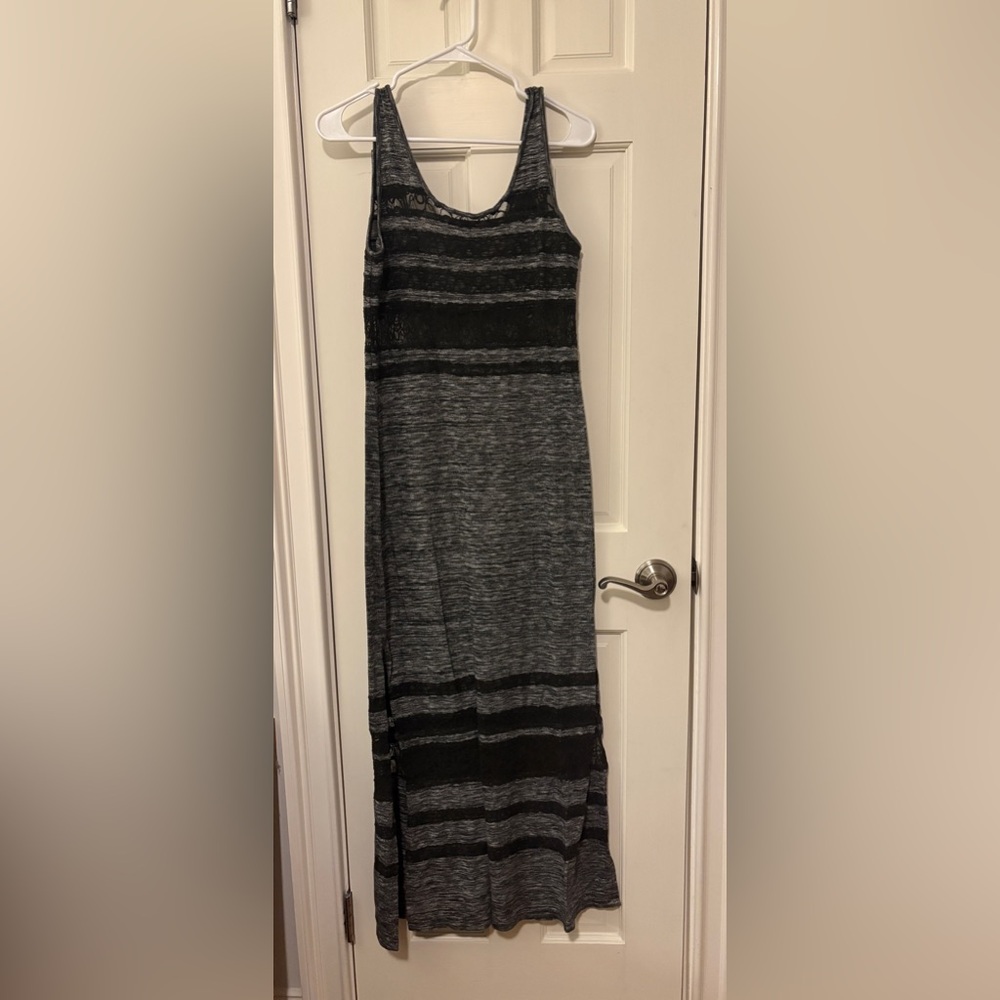 Free People Hazy Daze Grey W/ Black Lace Maxi Dress - Picture 4 of 17